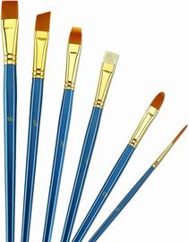 Set di pennelli sintetici dorati della pittura della maniglia di legno, pennelli fini collegati della setola